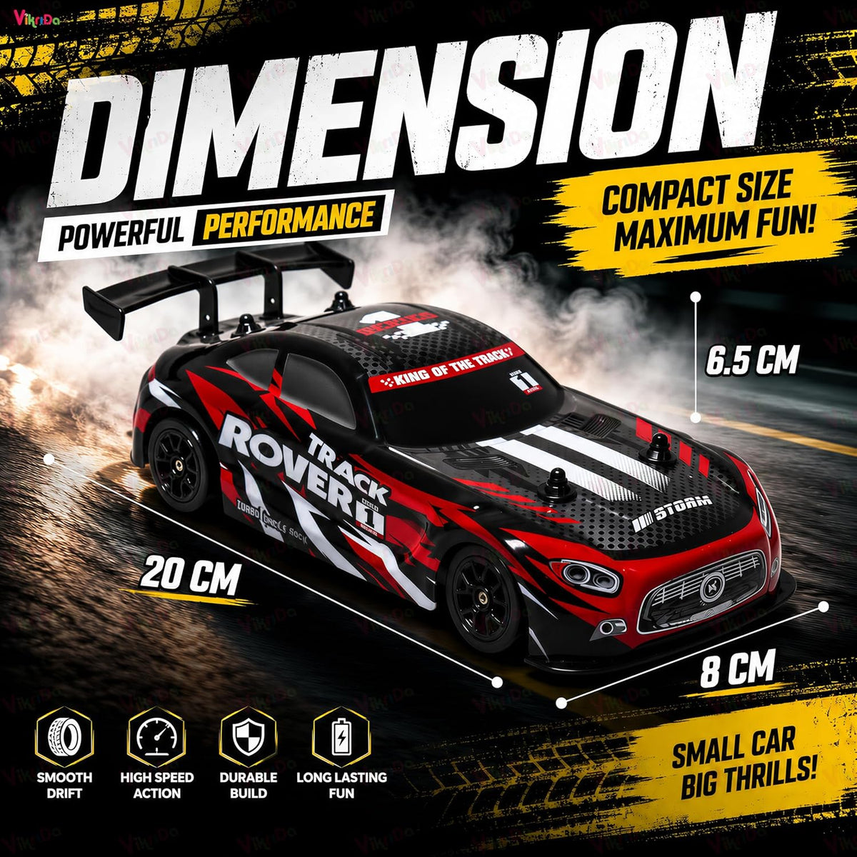 VikriDa Red RC Rapid Drift Car – Remote Control Drift Toy for Kids