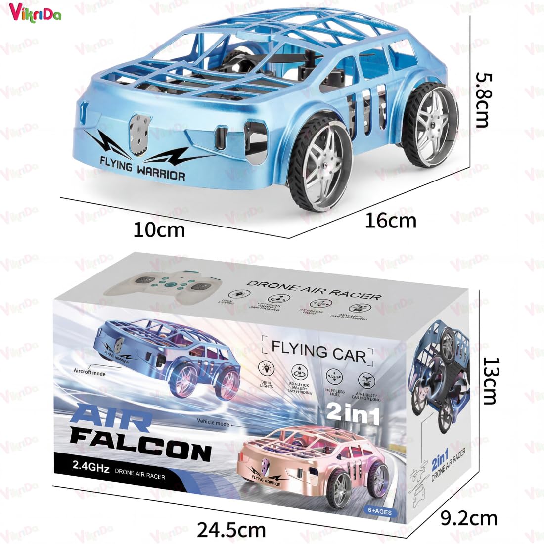 VikriDa RC Flying Falcon Stunt Car – Remote Control Stunt Car for Kids