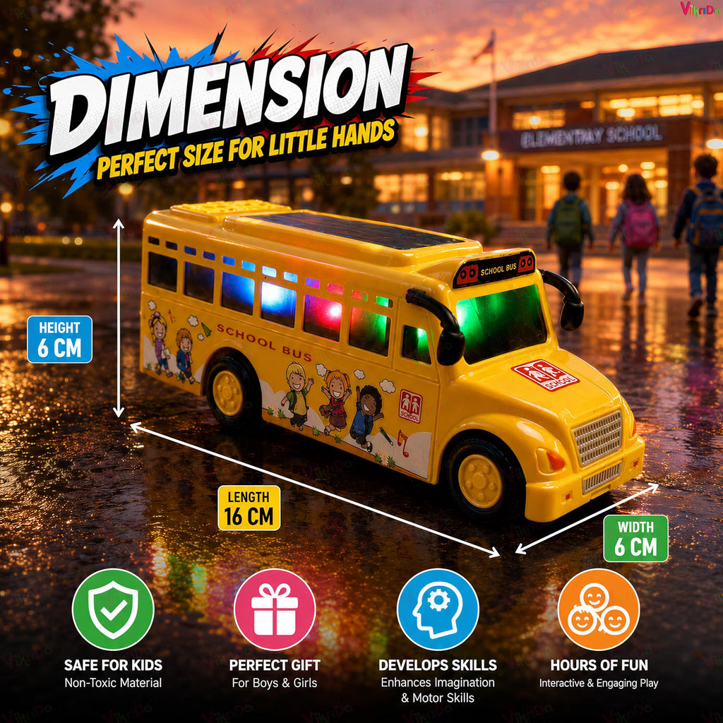 VikriDa Friction Powered School Bus Toy