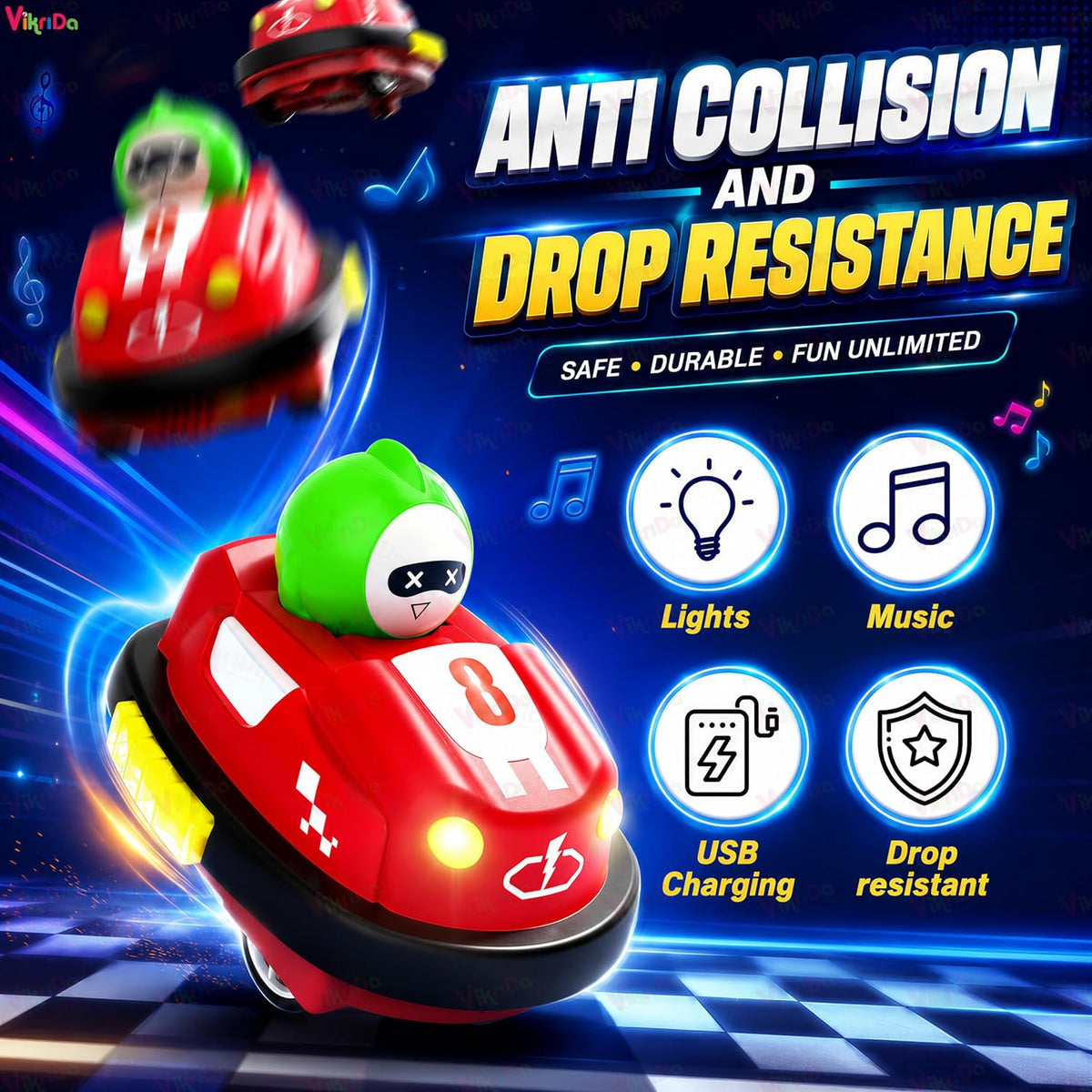 VikriDa Angry Bird Bumper Car – Bump and Go Toy Car for Kids