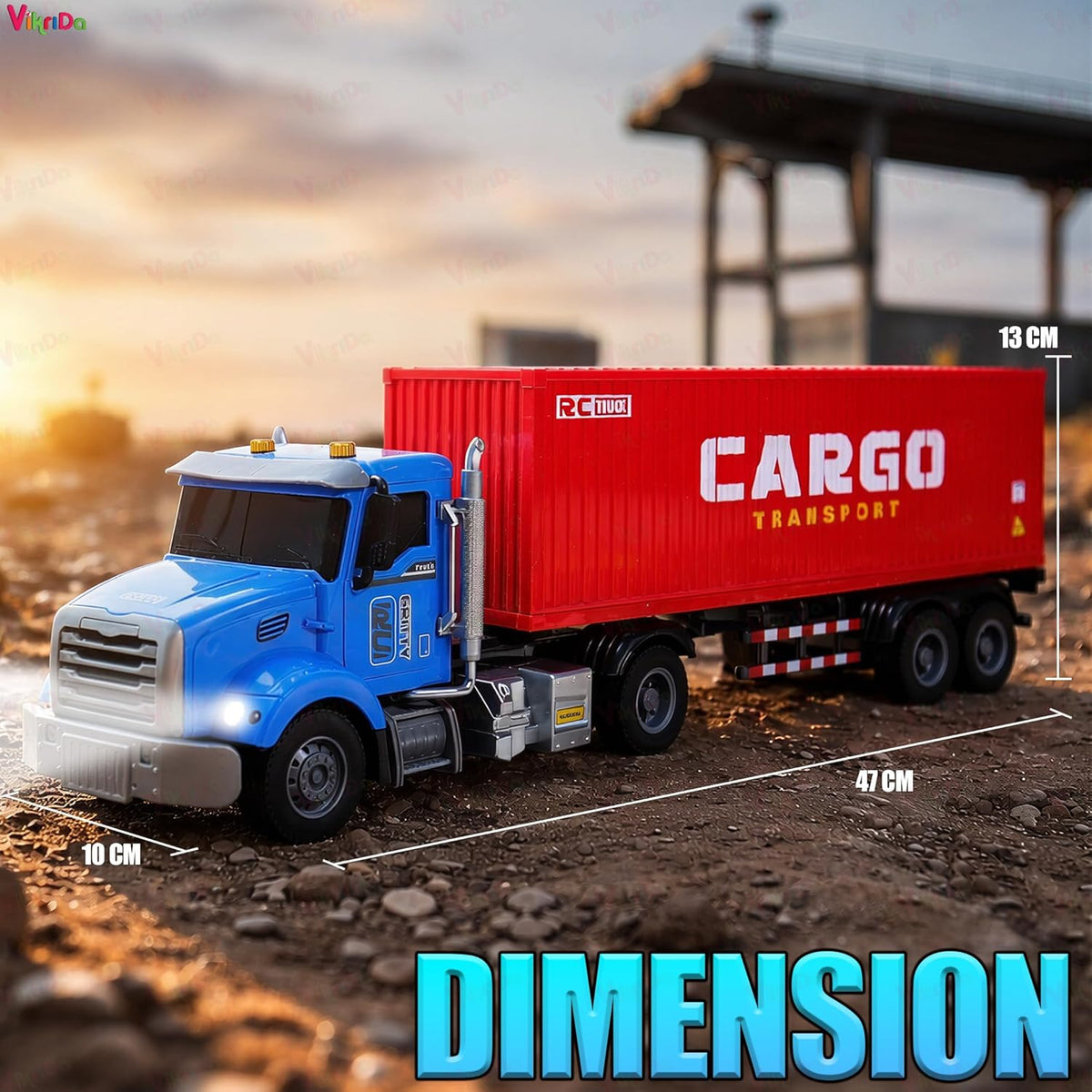 VikriDa RC Cargo Truck – Remote Control Truck Toy for Kids