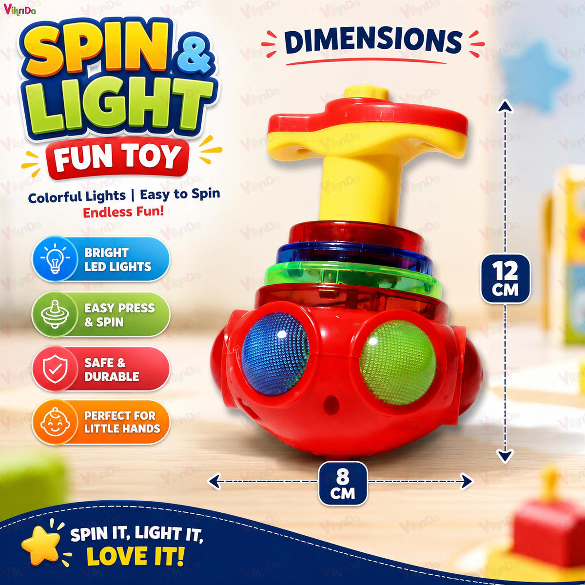 VikriDa Musical LED Spinning Top Toy