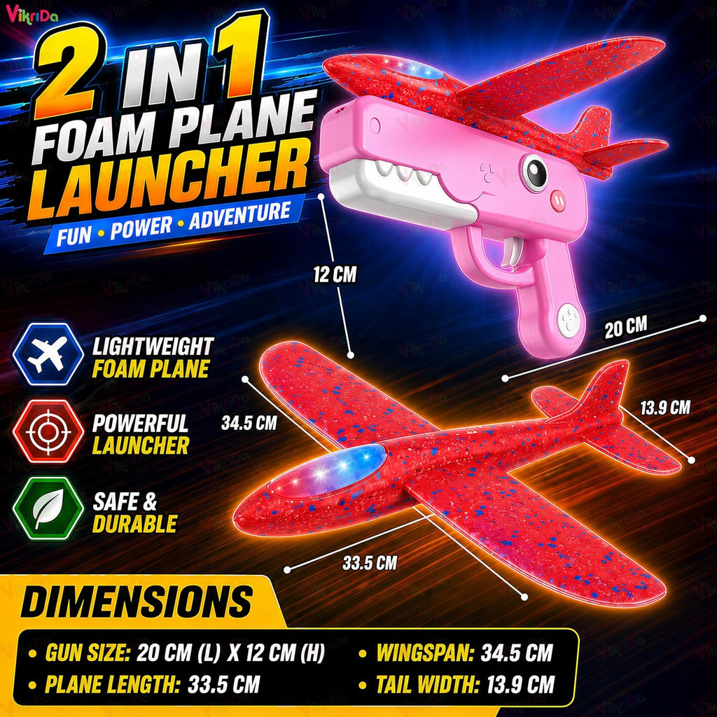 VikriDa Pink Dinosaur Foam Plane Launcher