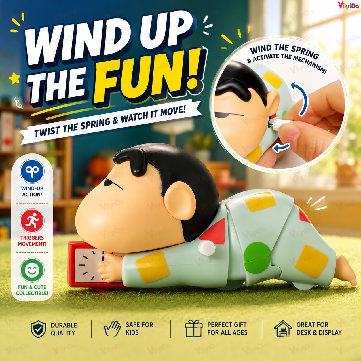 VikriDA Wind-Up Crawling Shinchan Cartoon Toy for Kids
