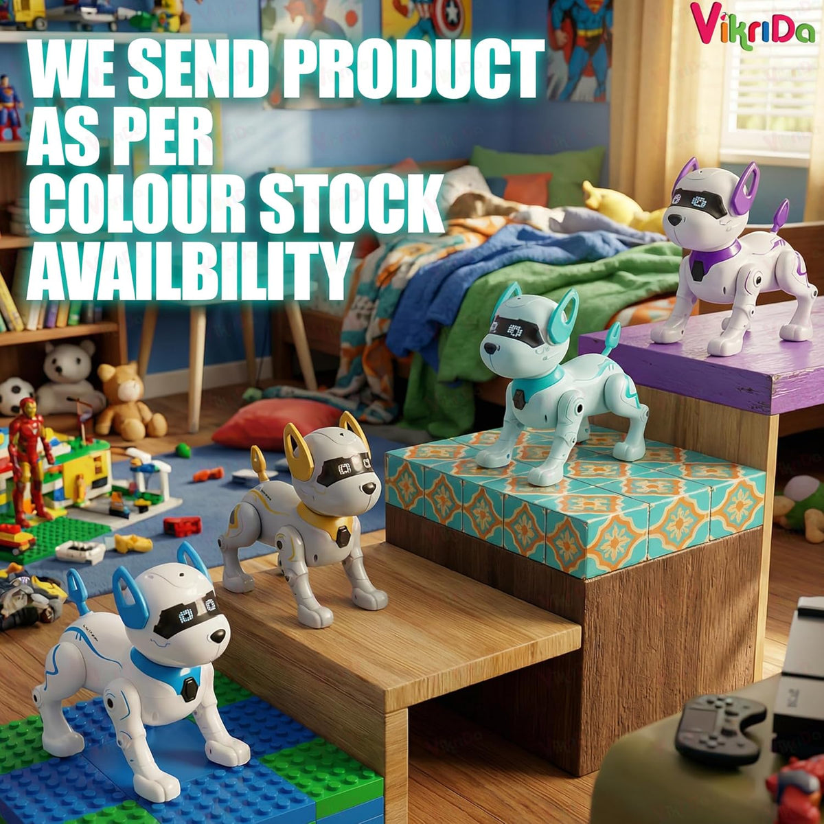 VikriDa Stunt Dance RC Robot Dog for Kids