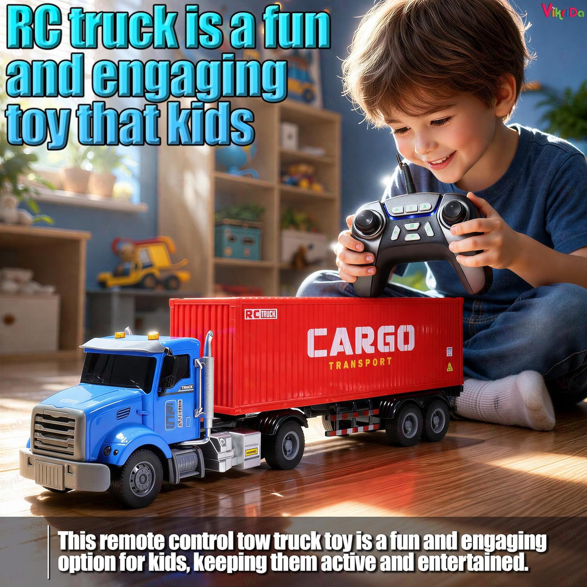 VikriDa RC Cargo Truck – Remote Control Truck Toy for Kids