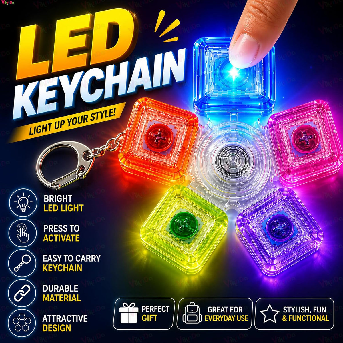 VikriDa 5-Key LED Keyboard Fidget Keychain