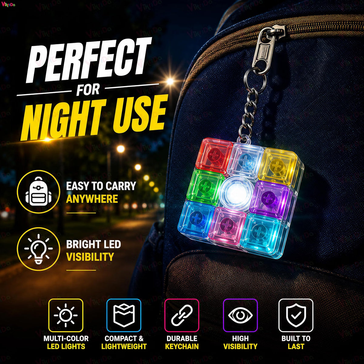 VikriDa LED Keyboard Fidget Keychain Toy