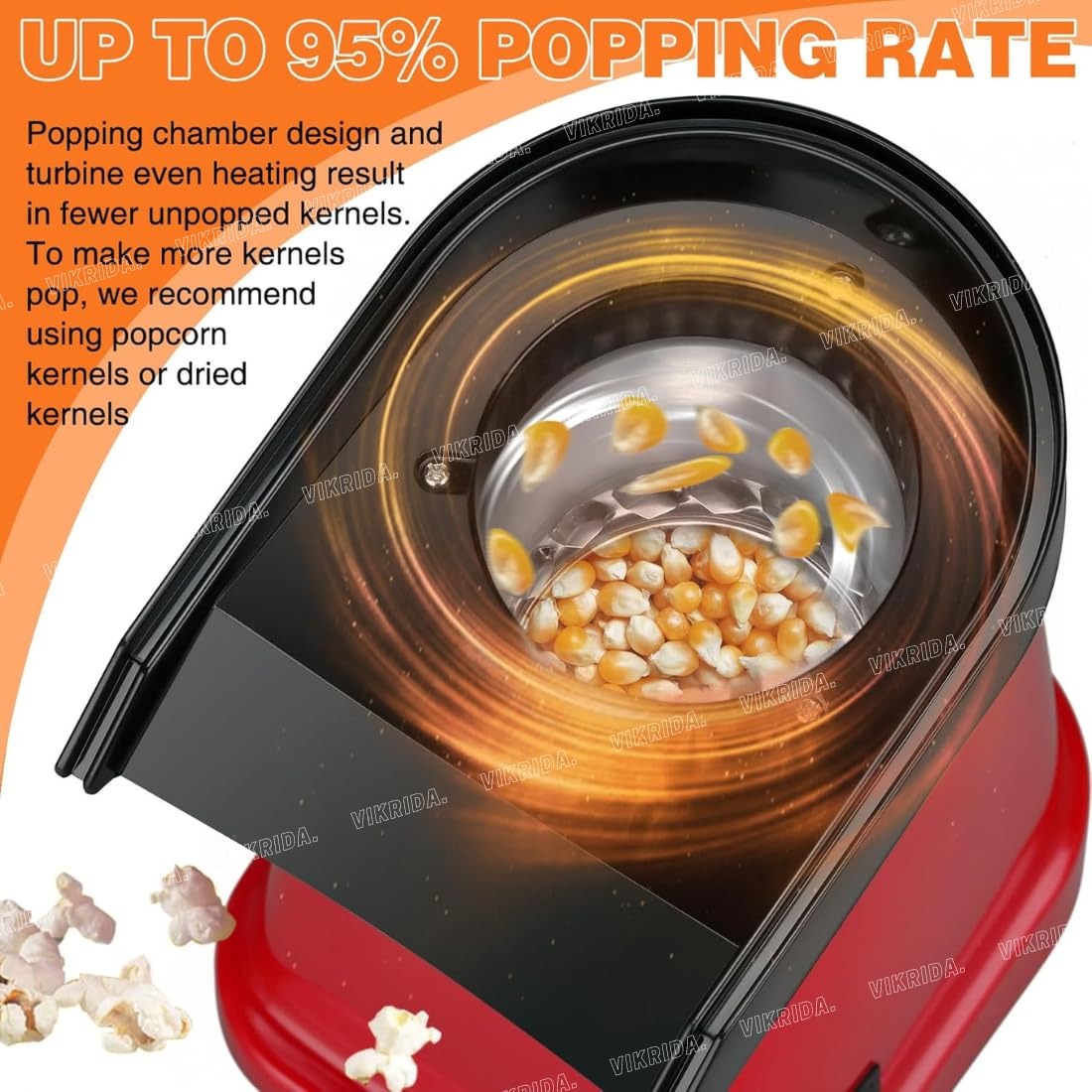 VikriDA 1200W Hot Air Popcorn Maker