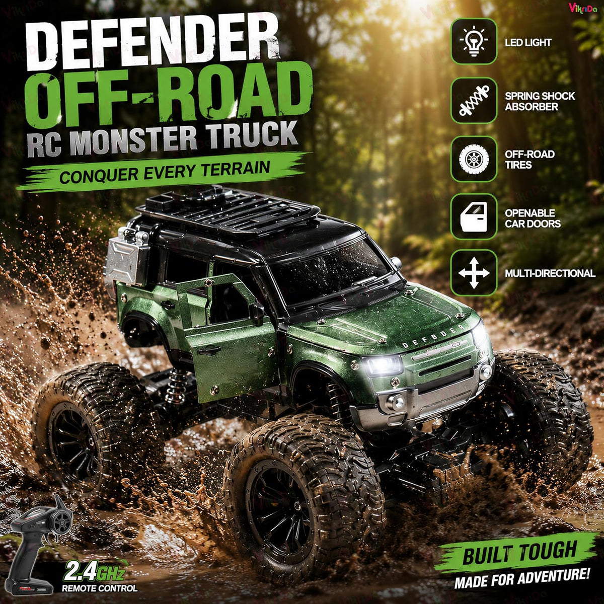 VikriDa RC Defender Rock Climbing Car for Kids