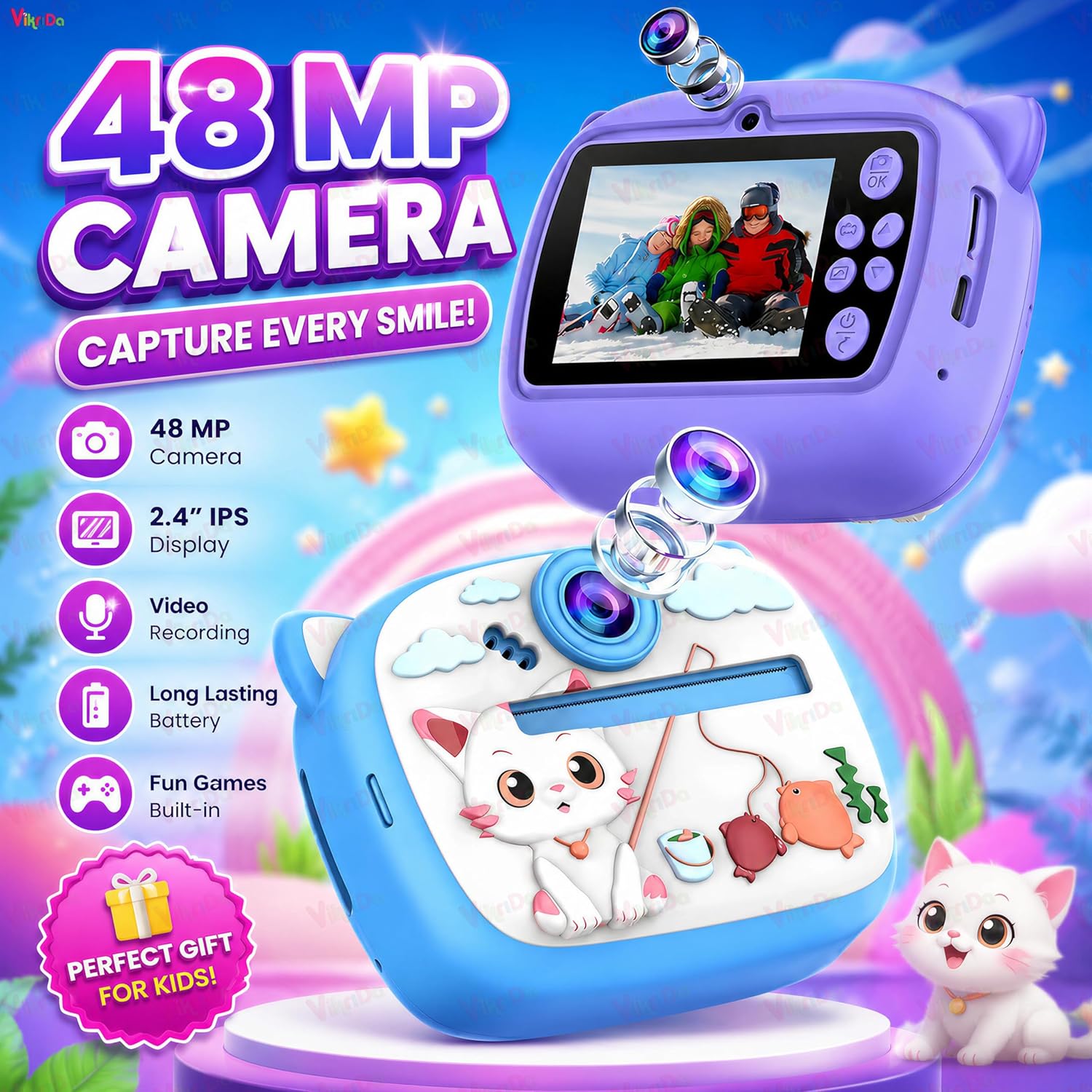 VikriDA Kids Instant Print Camera