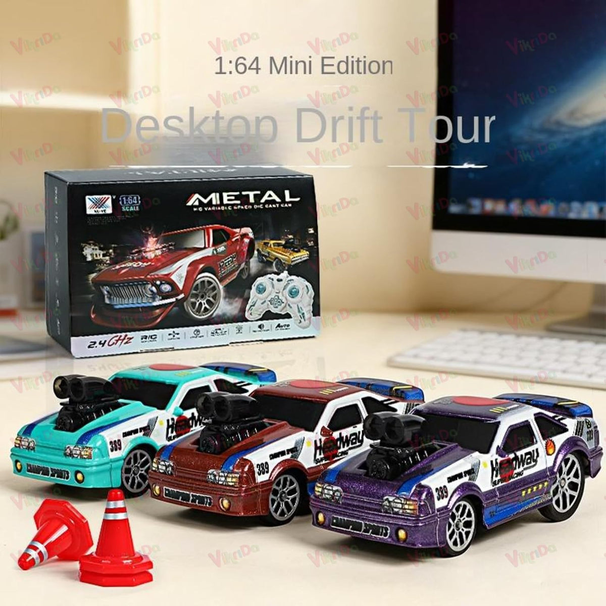 VikriDa 1:64 Scale RC Mini Drift Car for Kids