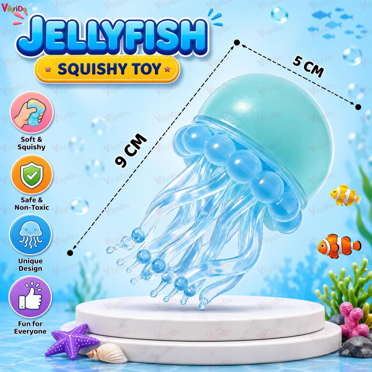 VikriDa 3-Piece Jellyfish Squishy Fidget Toys