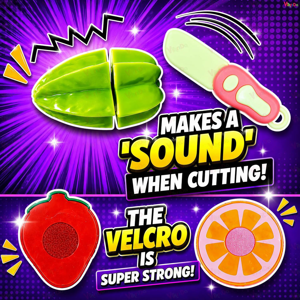 VikriDa Wooden Fruit Cutting Playset for Kids