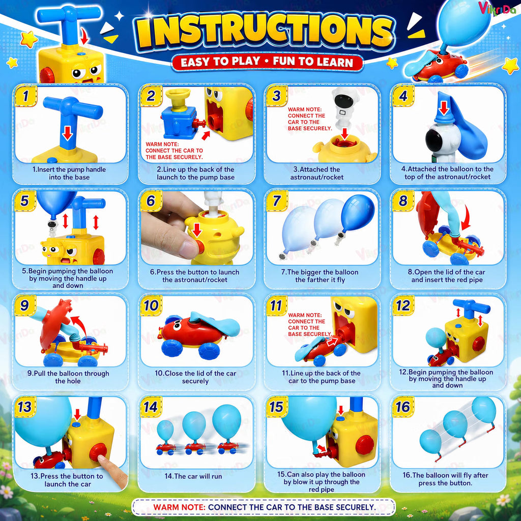 VikriDa Balloon Powered STEM Racing Car