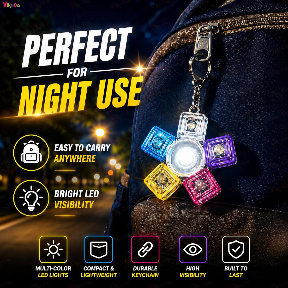 VikriDa 5-Key LED Keyboard Fidget Keychain