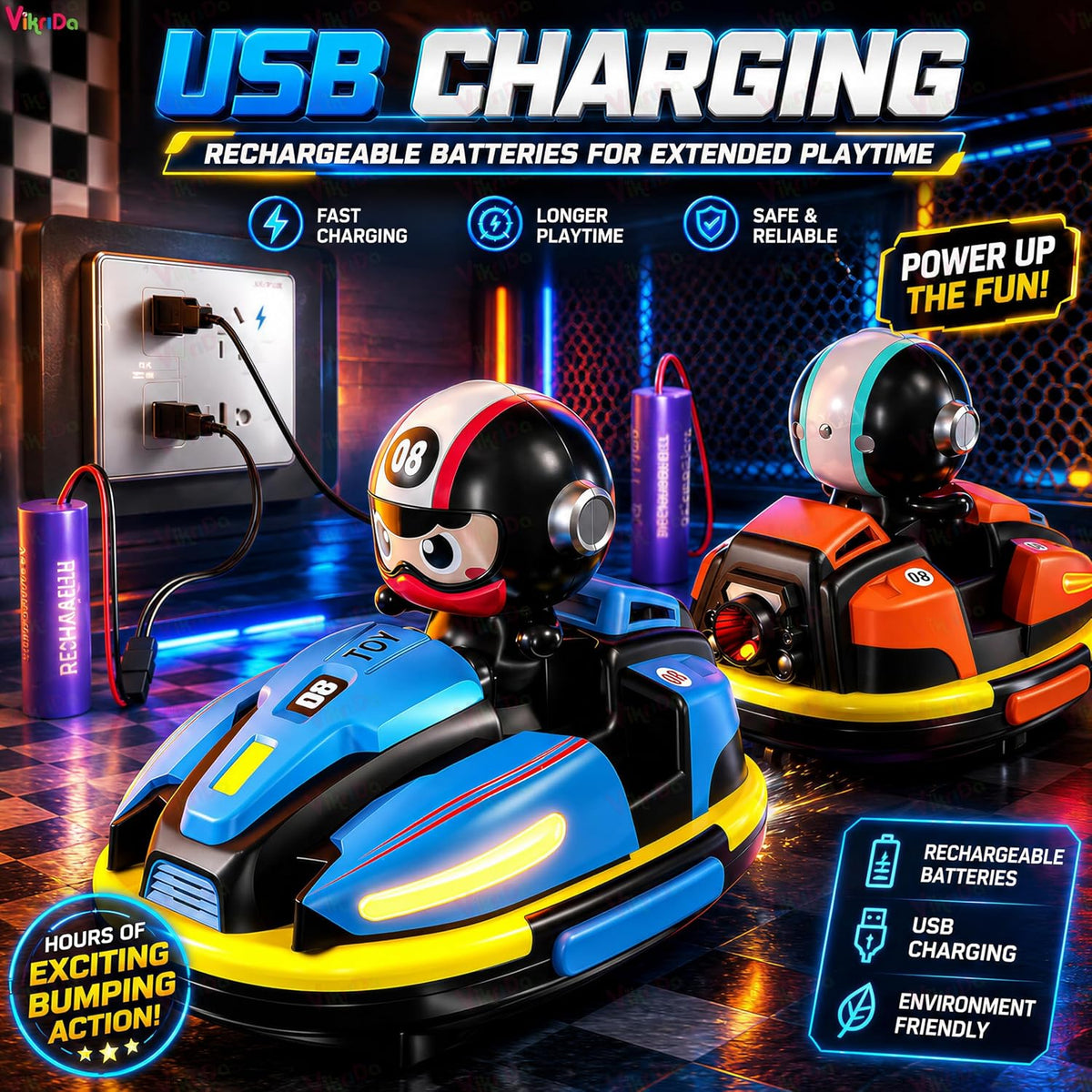 VikriDa Smoke Effect Bumper Car – Bump and Go Toy Car for Kids