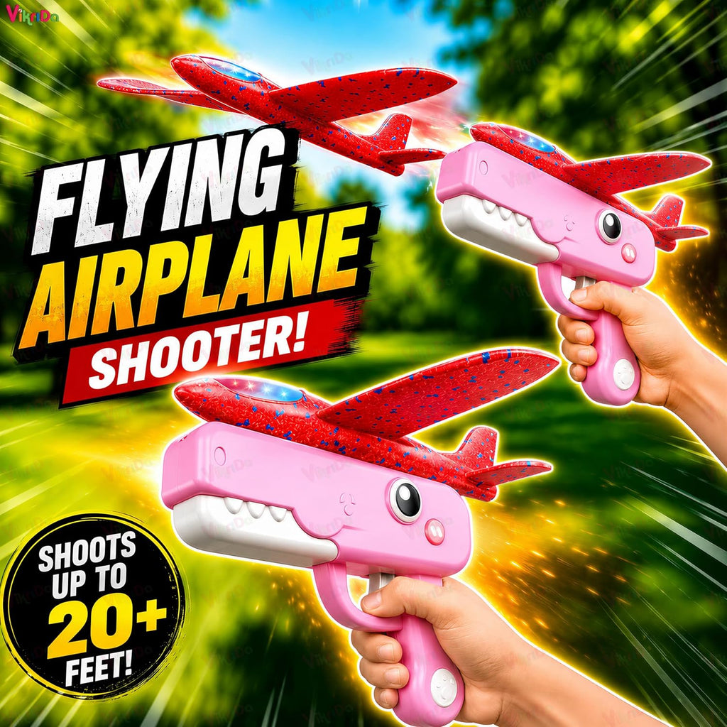 VikriDa Pink Dinosaur Foam Plane Launcher
