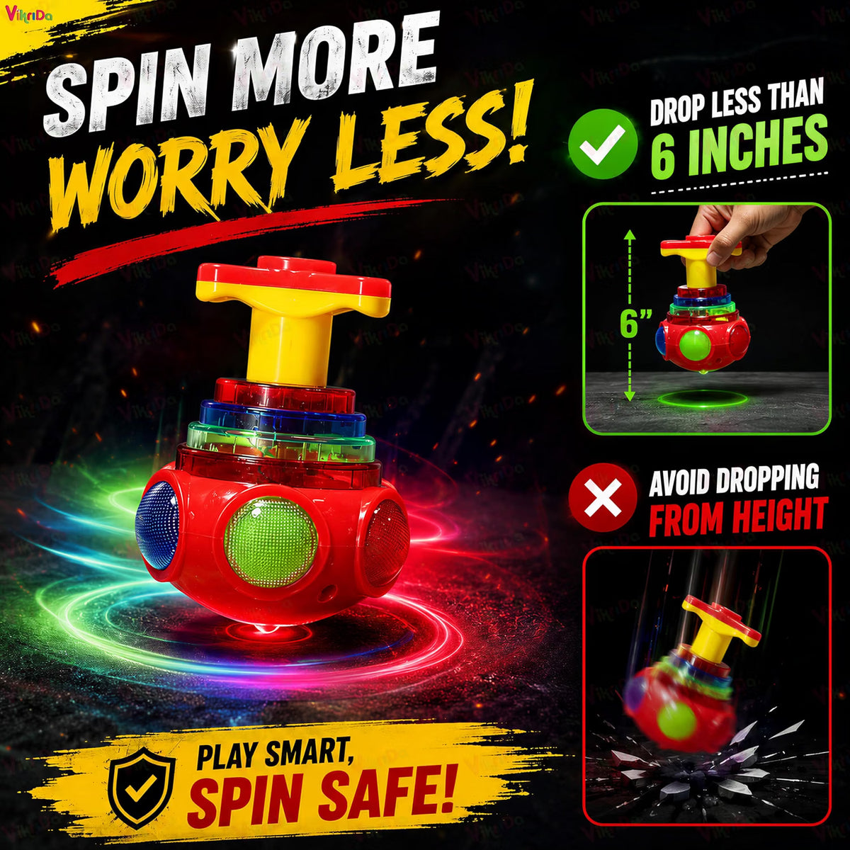 VikriDa Musical LED Spinning Top Toy