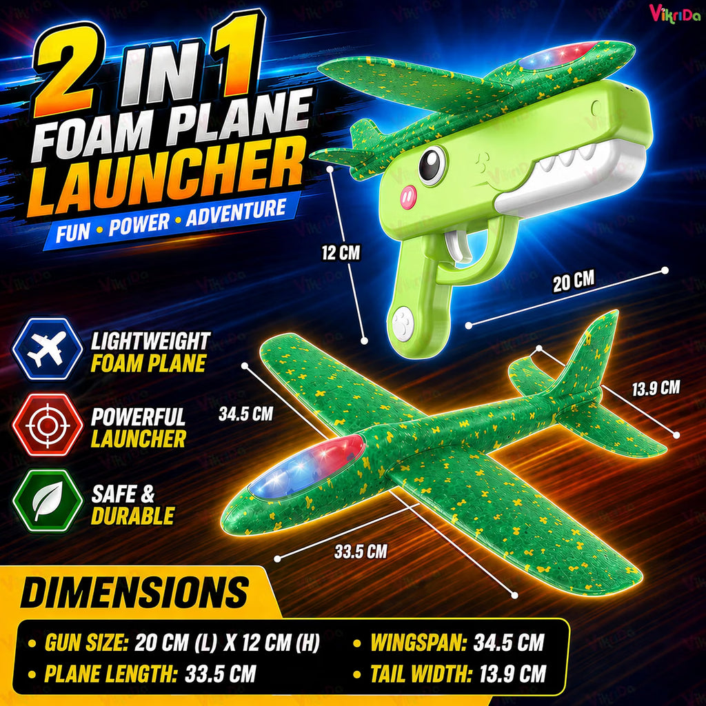 VikriDa Dinosaur Foam Airplane Launcher Toy