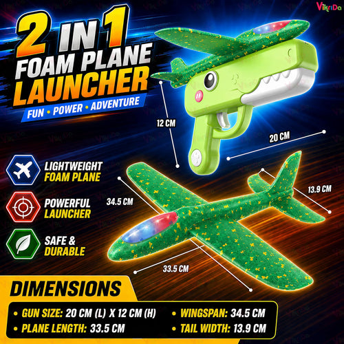 Dinosaur Airplane Launcher Gun Toy for Kids – Green