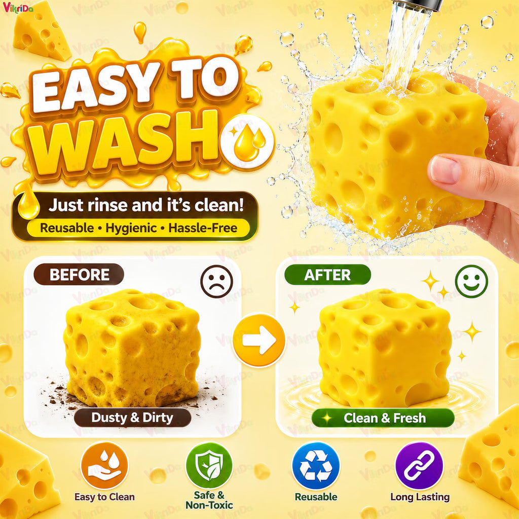 VikriDa Cute Cheese Block Squishy Fidget Toy