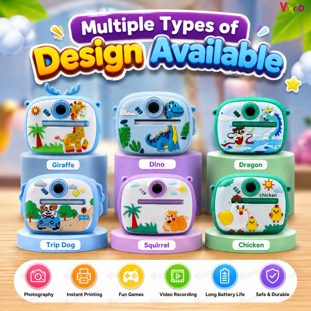 VikriDA Kids Instant Print Camera