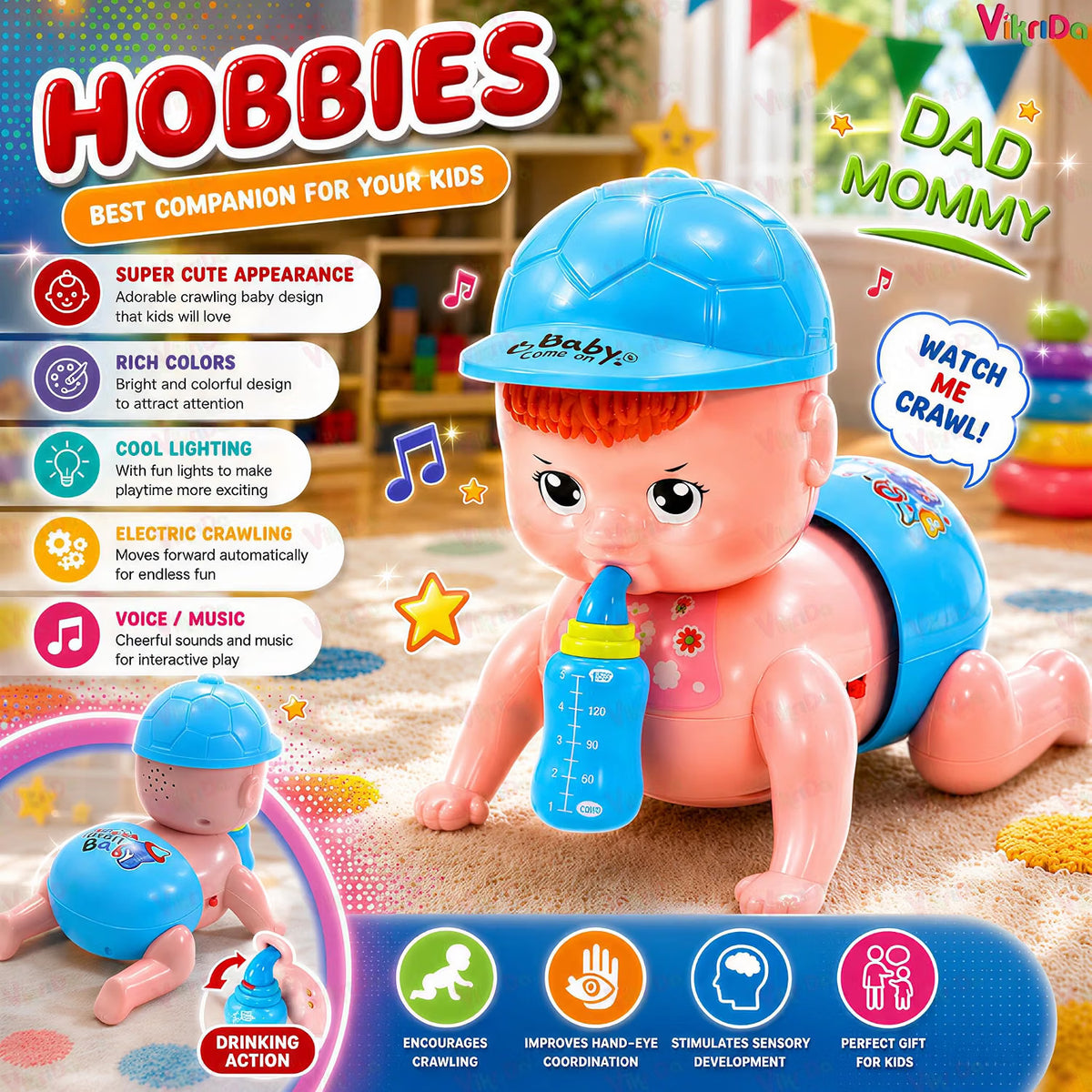 Musical Crawling Baby Toy for Kids