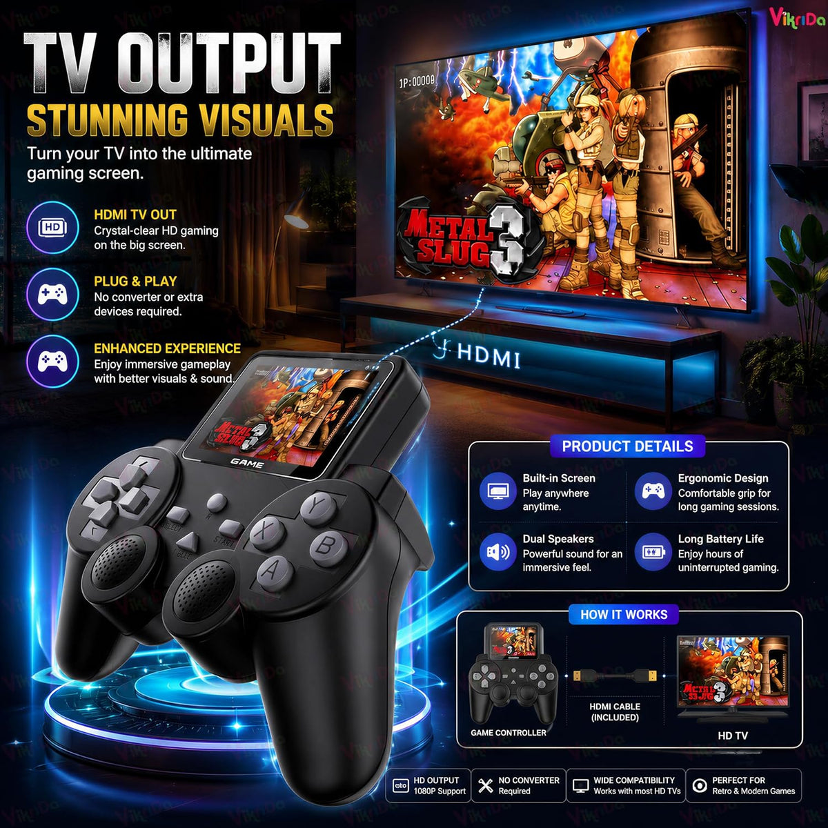 VikriDA S10 Portable Retro Gaming Player