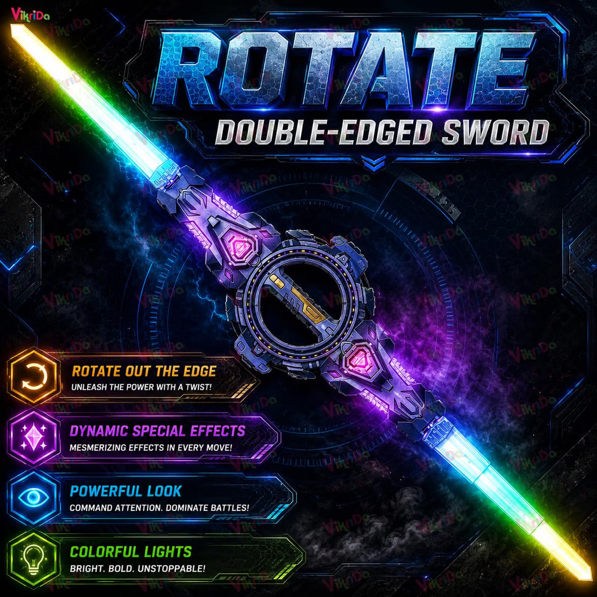 VikriDa Retractable Double Blade LED Sword