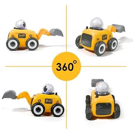 VikriDA Remote Control Excavator, Rc Construction Tractor With Lights | Birthday Gifts For Kids -Excavator Truck,Yellow