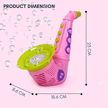 VikriDA Bubble Machine for Kids - Automatic saxophone bubble machine, Leak-Proof Design with 2 Bubble Solution, Toddler Outdoor Toys, Gift for Kids - Pink saxophone bubble