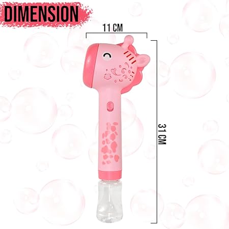 VikriDA Giraffe Bubble Machine Gun, Bubbles Wands Maker for Toddlers with Bubble Solution 4 AA Battery Party Favors - Pink