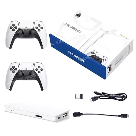 VikriDA Plug & Play Video TV Game 4K Ultra HD Game Stick with 15000+ Games Built-in, 9 Emulators Toy for Kids, 64G, Wireless Retro Game Console, White