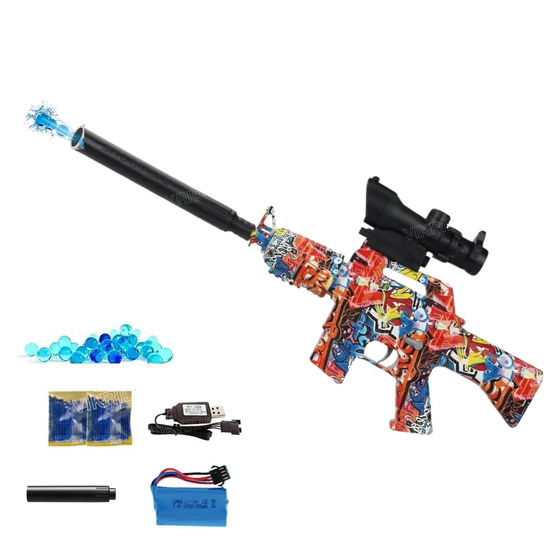 VikriDA Dual Mode (Automatic/Manual) Gel Ball Blaster Gun & Foam Blaster for Outdoor Activities Shooting Time Including Gel Ball for Adult Original Airsoft Gun Automatic - Gel blaster M16A2