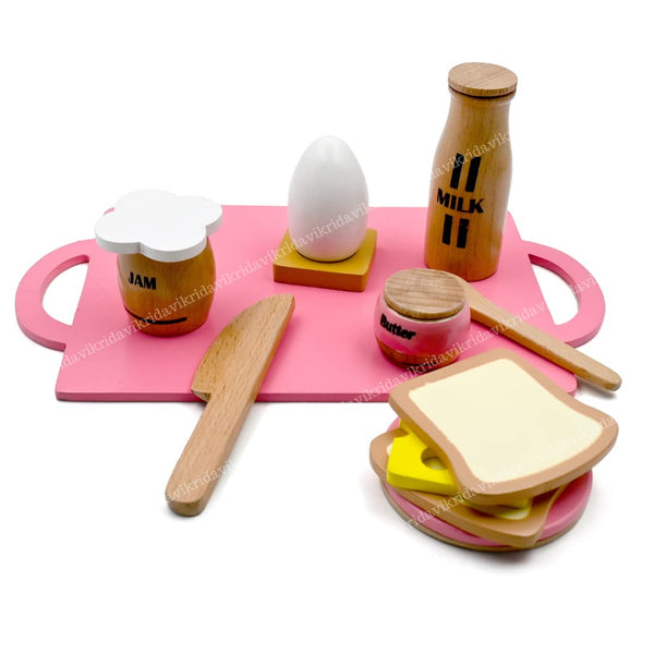 VikriDa 16 Pcs Wooden Play Food Set