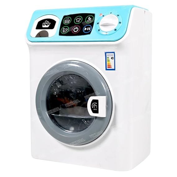 VikriDA Washer and Dryer Playset for Kids, Pretend Play Kids Washing Machine with Realistic Action, Washing Machine Toy
