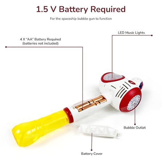 VikriDa Space Bubble Wand with Fan Automatic Powerful Bubble Blower for Kids | for Indoor, Outdoor, Birthday, Wedding, Party, Park Garden Backyard Play (Bubble Solution Included)
