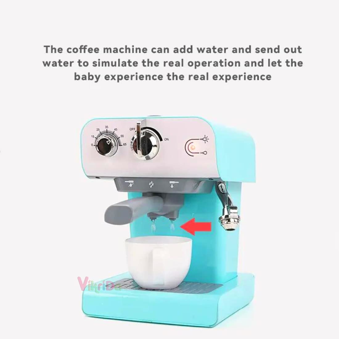 Vikrida Coffee Maker Role Play Pretend Kitchen Appliance for Kids with Realistic Action,