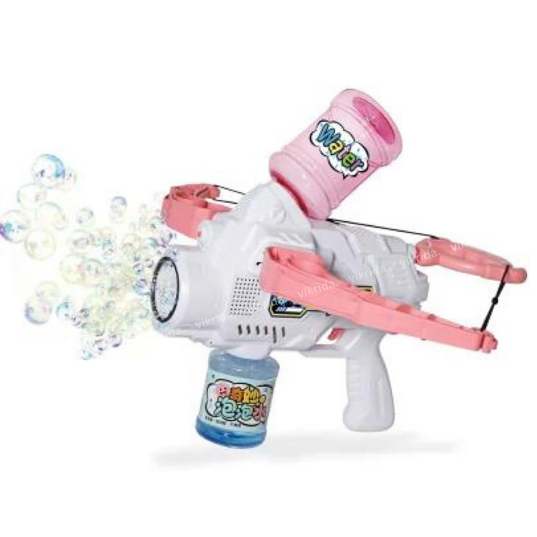 VikriDA 2-in-1 Light up Crossbow Bubble Blower Gun | Electric Bubble Machine Toy Set for Kids Boys and Girls, Pink