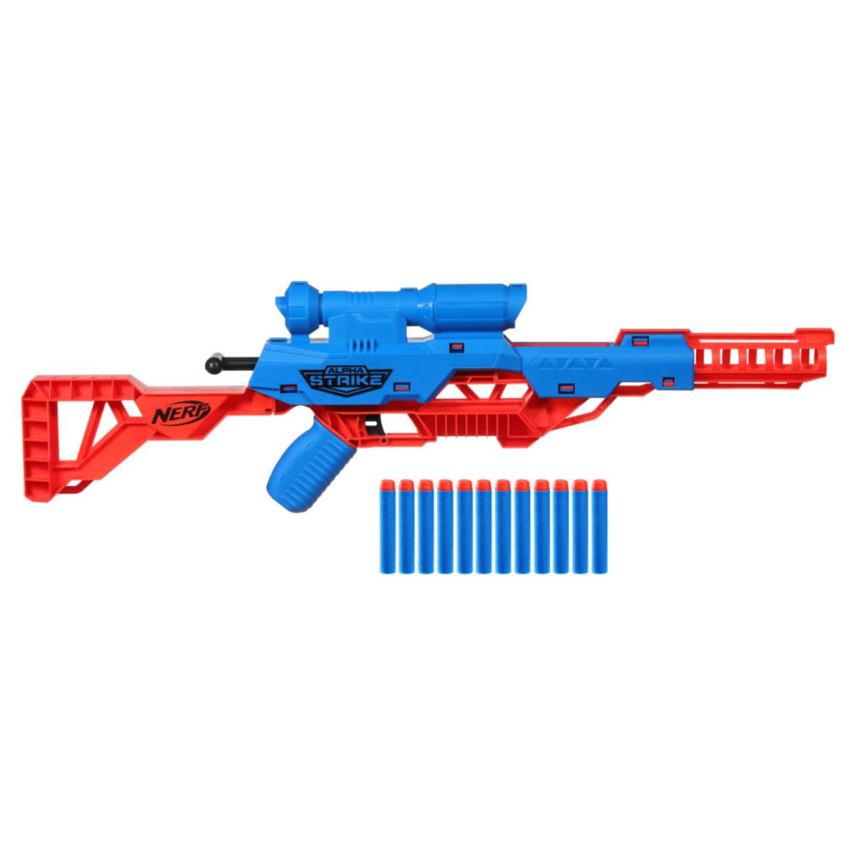 Nerf Alpha Strike Wolf LR-1 Blaster with Targeting Scope, 12 Nerf Darts, Toys for Kids
