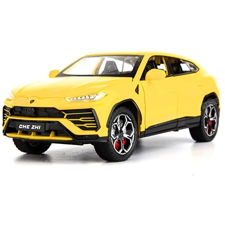 VikriDA Big Size 1:24 Scale Diecast Model Car - Lambo Urus with Smoke,Sound and Light Effects - Pullback Vehicle Toy Collection for Kids, Yellow
