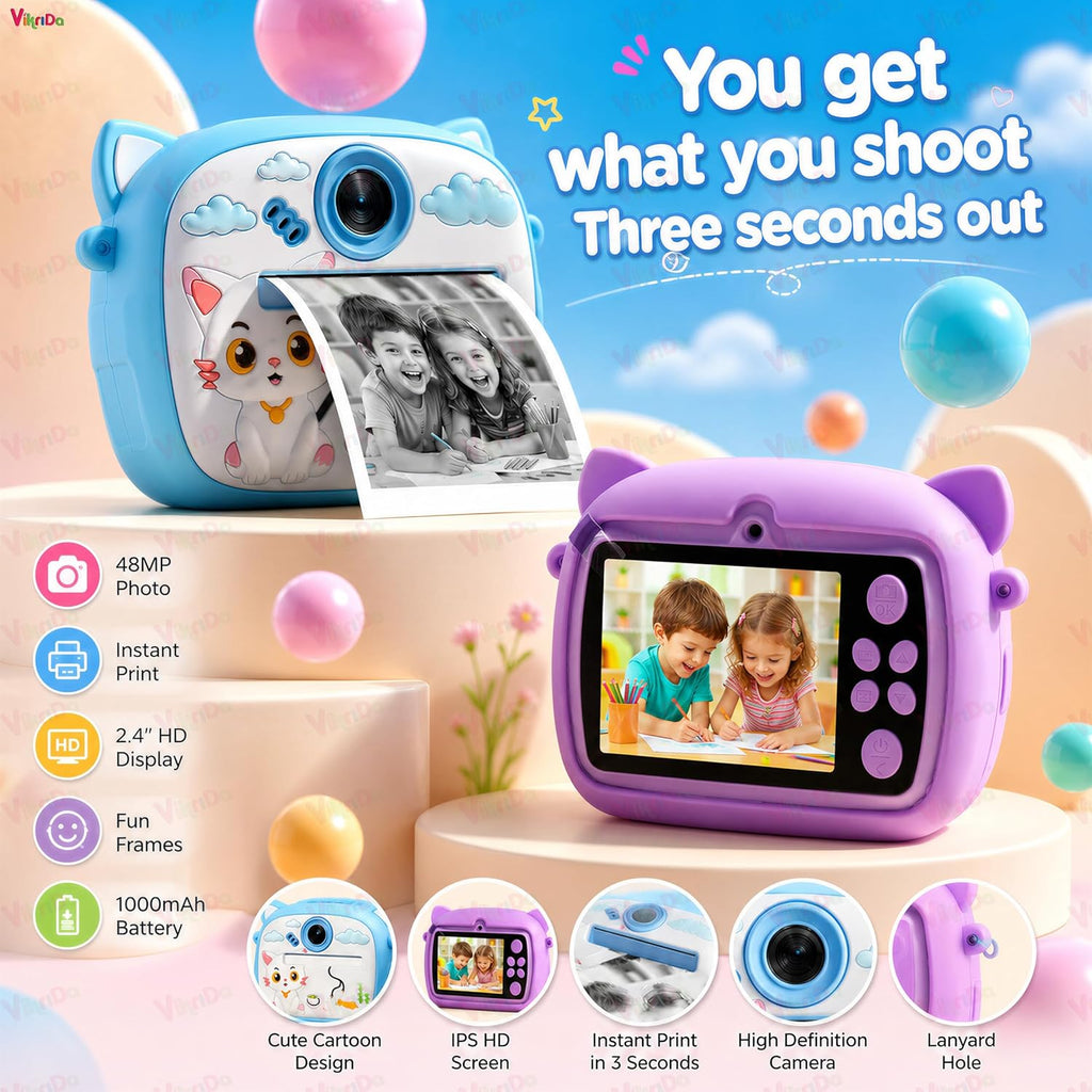 VikriDA Kids Instant Print Camera