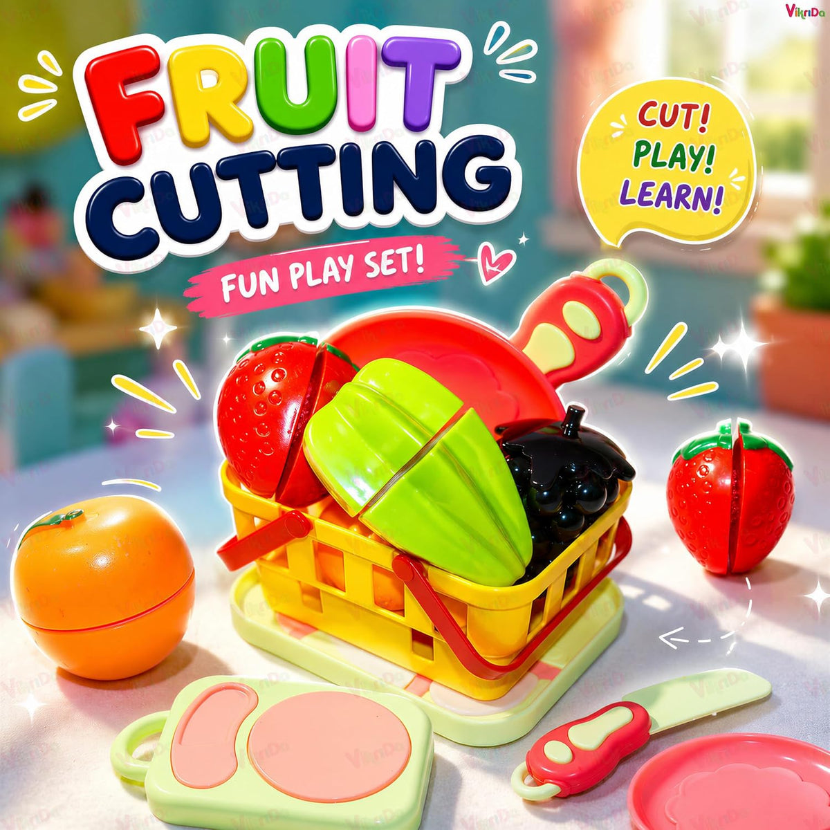 VikriDa Wooden Fruit Cutting Playset for Kids