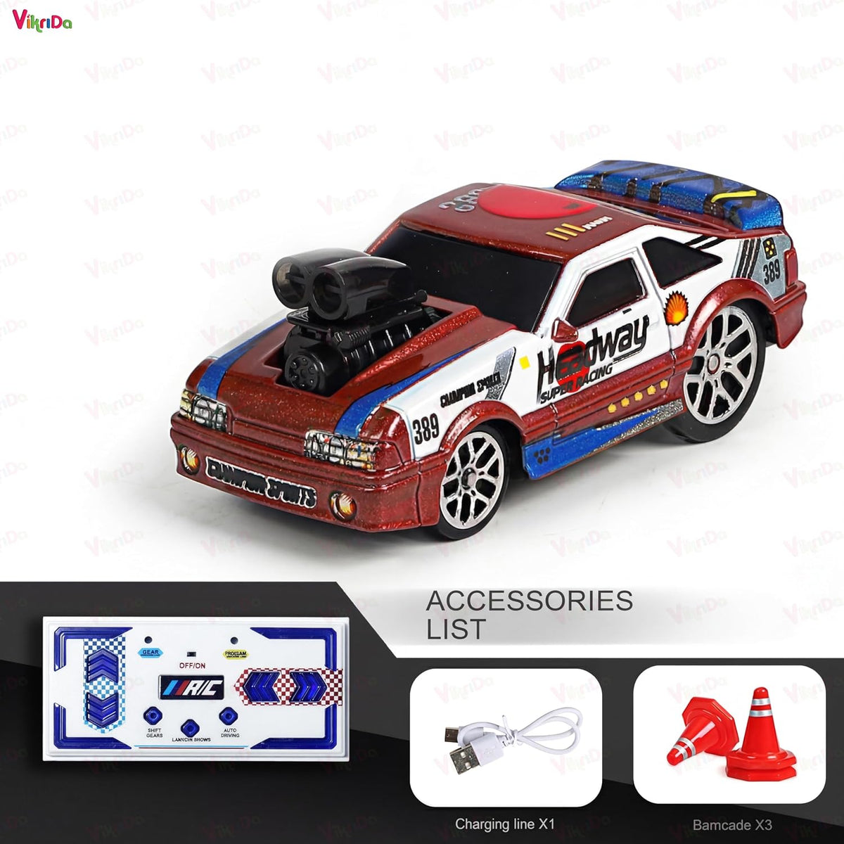 VikriDa 1:64 Scale RC Mini Drift Car for Kids