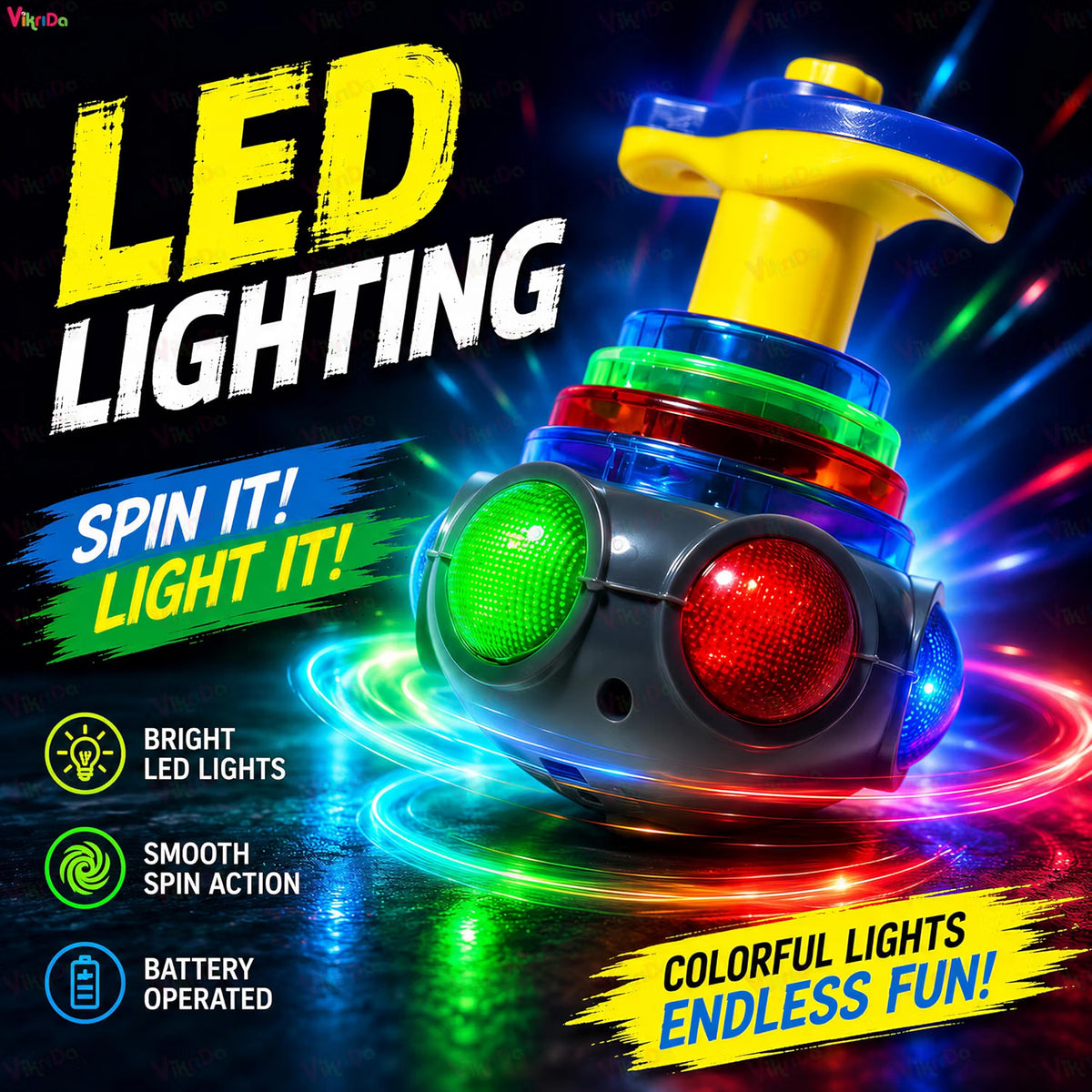 VikriDa Musical LED Spinning Top Toy