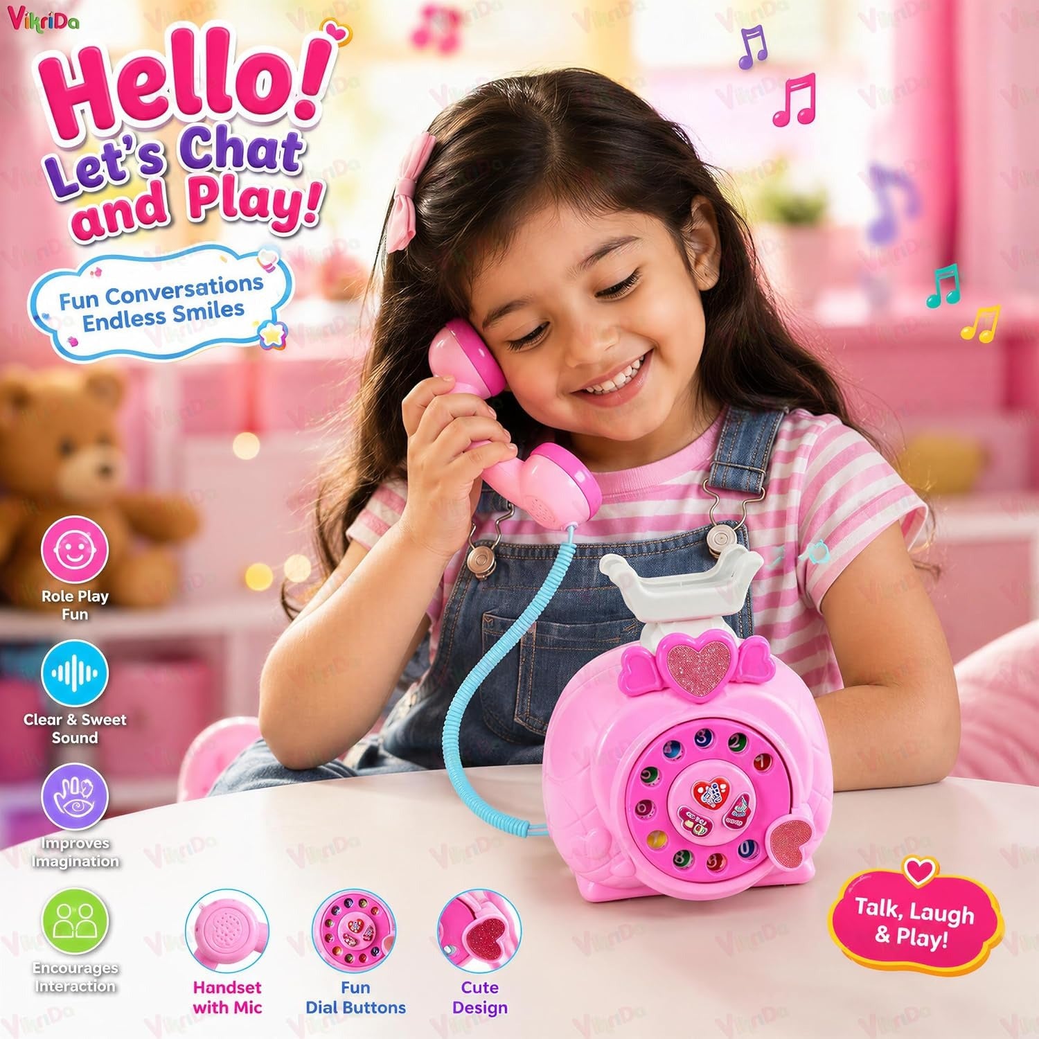 VikriDA Classic Dial Telephone Toy