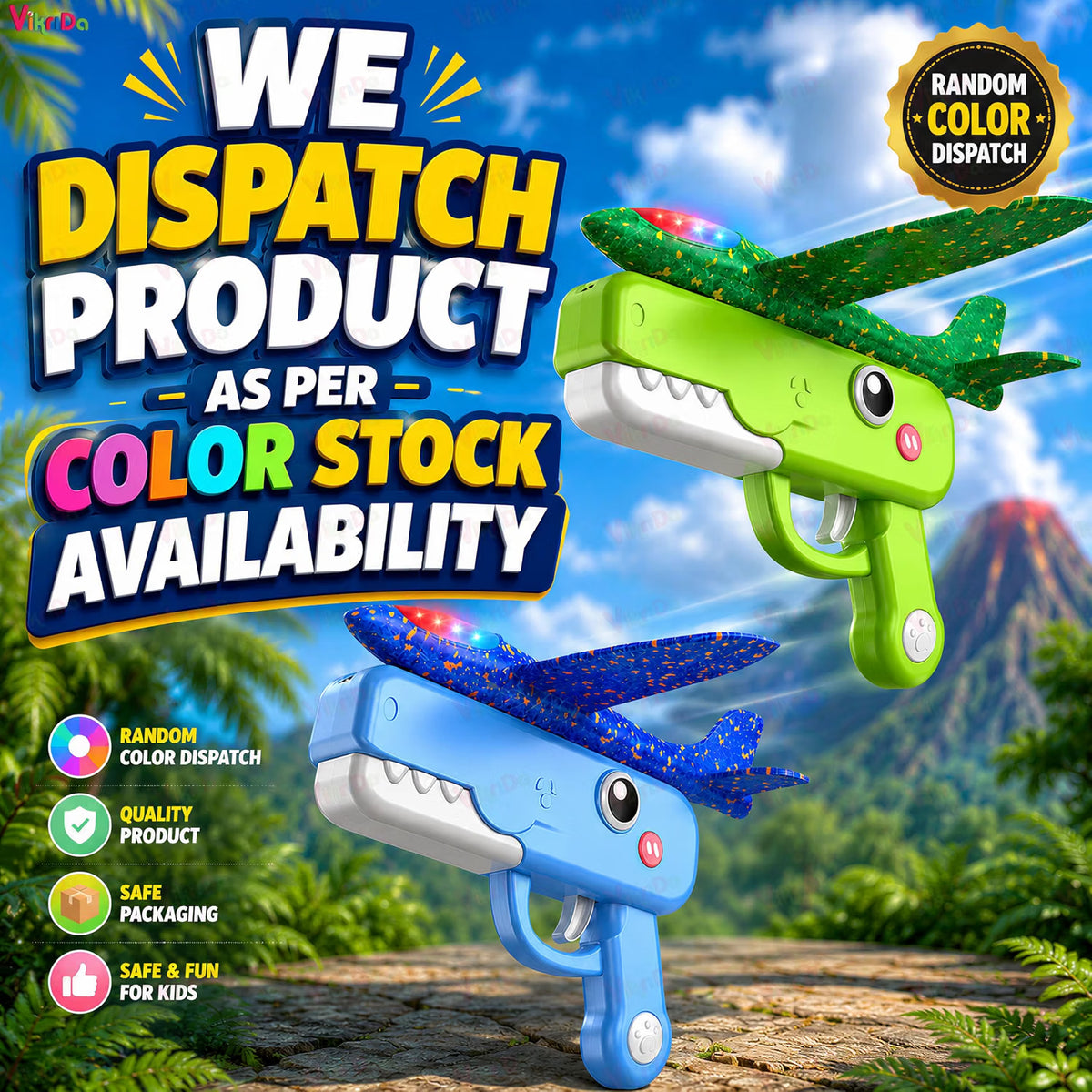VikriDa Dinosaur Foam Airplane Launcher Toy