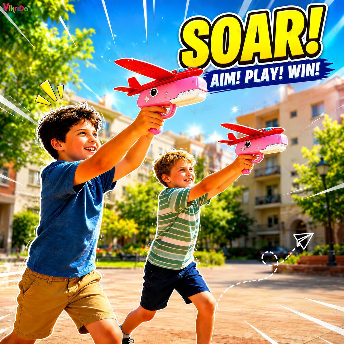 VikriDa Pink Dinosaur Foam Plane Launcher