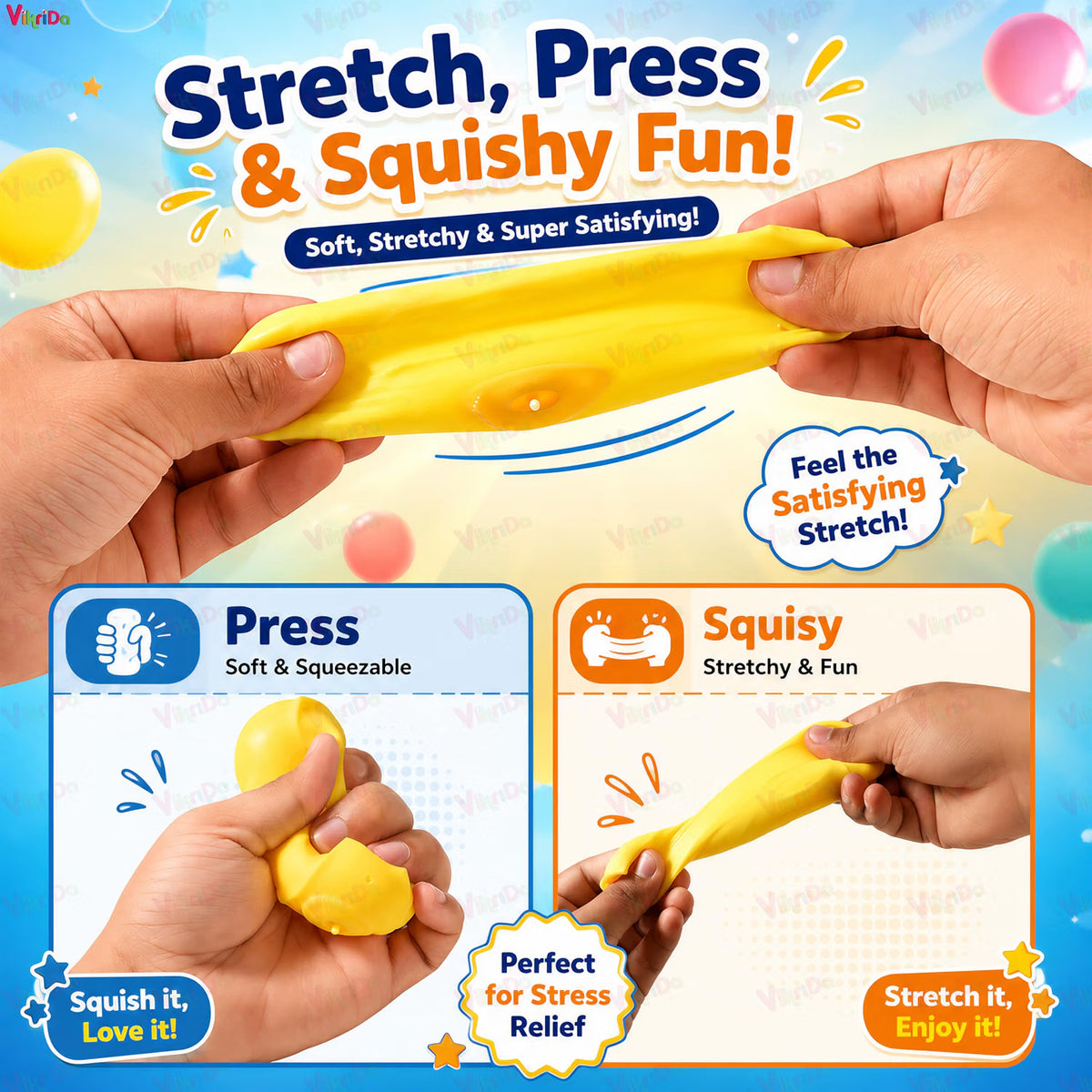VikriDa Cute Cheese Block Squishy Fidget Toy